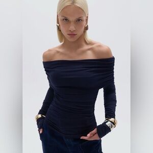 Nocturne Navy Blue Off-Shoulder Top NWT Size: Large